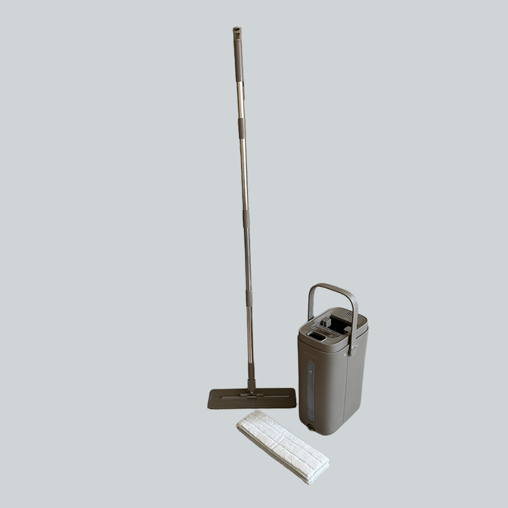 micare FreshMop-Wischsystem in Nordic Beige mit Eimer und Mopp 